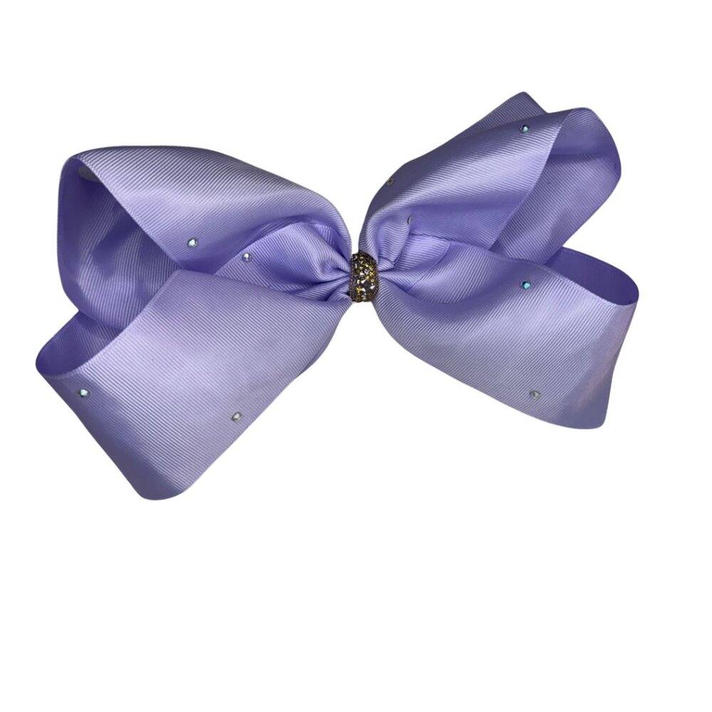 Lavender Glam Hair Bow with Rhinestone Center and Sparkle Accents